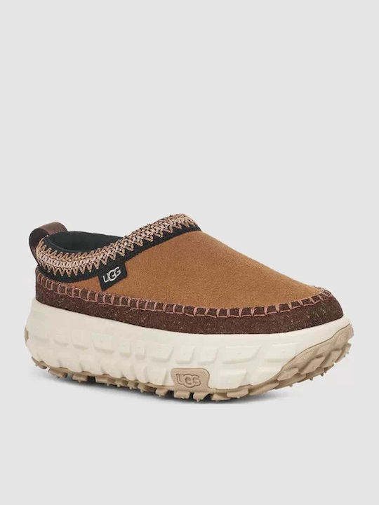 Venture Daze Slip On Closed Leather Women's Slippers Brown