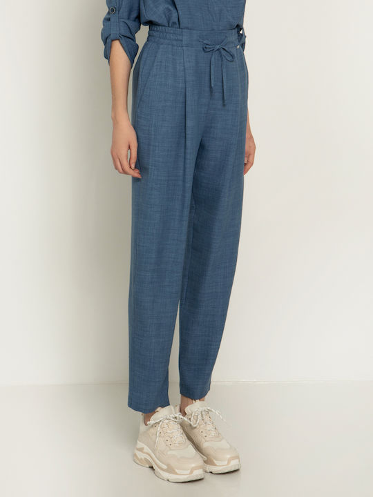 Women's Fabric Trousers Light Blue