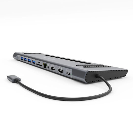 XtremeMac XWH-CDΗ-13 USB-C Docking Station με HDMI 4K PD Ethernet και σύνδεση 2 Οθονών Γκρι