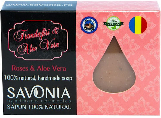 Savonia Χειροποίητο Σαπούνι Roses and Aloe Vera 90gr