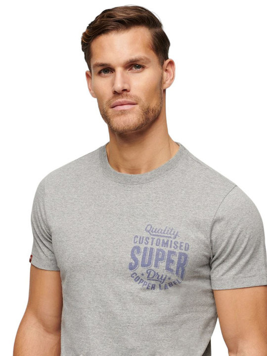 Superdry D2 Ovin Copper T-shirt Bărbătesc cu Mânecă Scurtă Ash Grey Marl