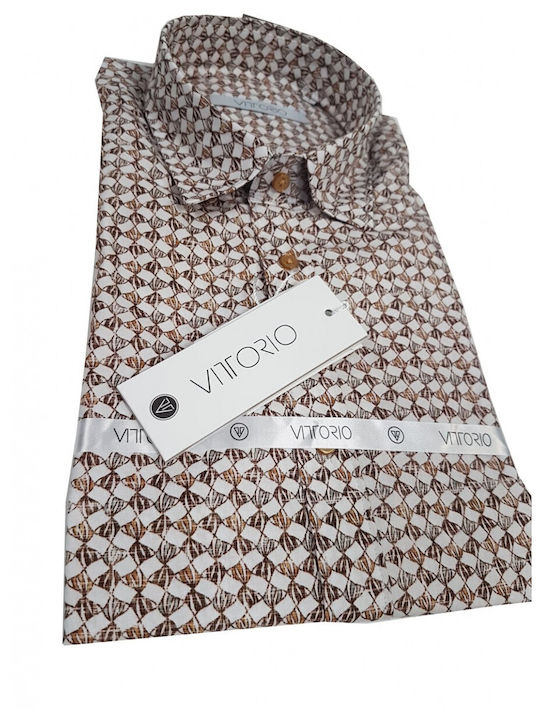 Vittorio Artist Men's Shirt Long Sleeve Brown