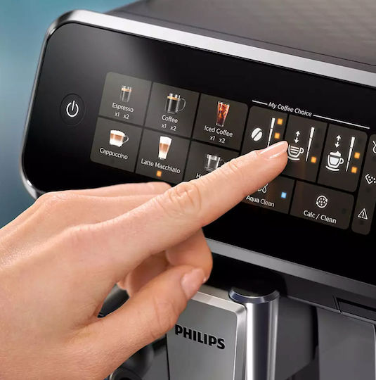 Philips Серия 3300 Автоматична Еспресо Кафемашина 1500W Налягане 15bar за Капучино с Мелачка Черна EP3349/70