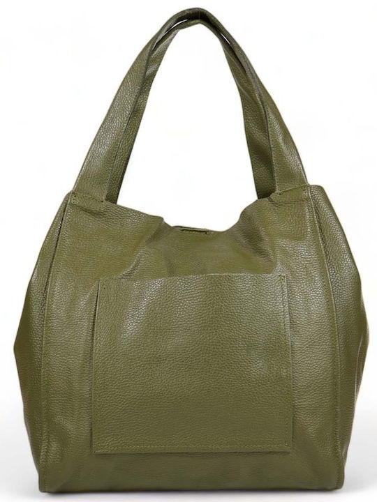 Leather Women's Shopper Bag Khaki