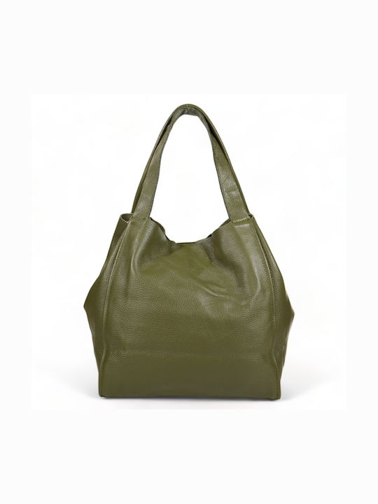 Leather Women's Shopper Bag Khaki