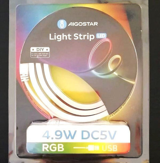 Aigostar Bandă LED USB 5V RGB Lumină 1m cu Sursă de alimentare