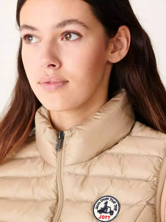 Just Over The Top Kurz Damen Ärmellos Puffer Jacke für Winter Μπεζ