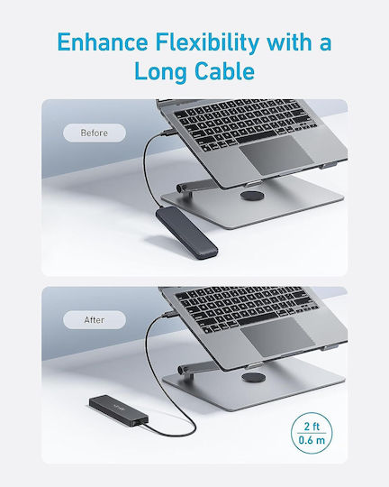 Anker USB-Hub 4 Anschlüsse USB 2.0 mit Anschluss an einen Computer USB-C