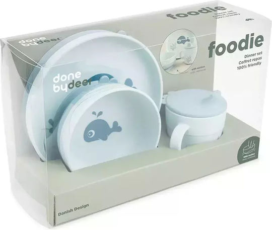 Done by Deer Feeding Set made of Plastic with Non-Slip Base Blue 3pcs