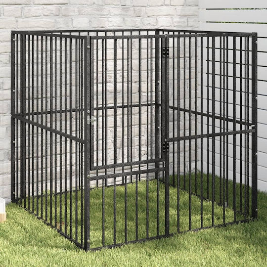 vidaXL Πάρκο Σκύλου με 4 Πάνελ 100x100x100εκ. Μαύρο