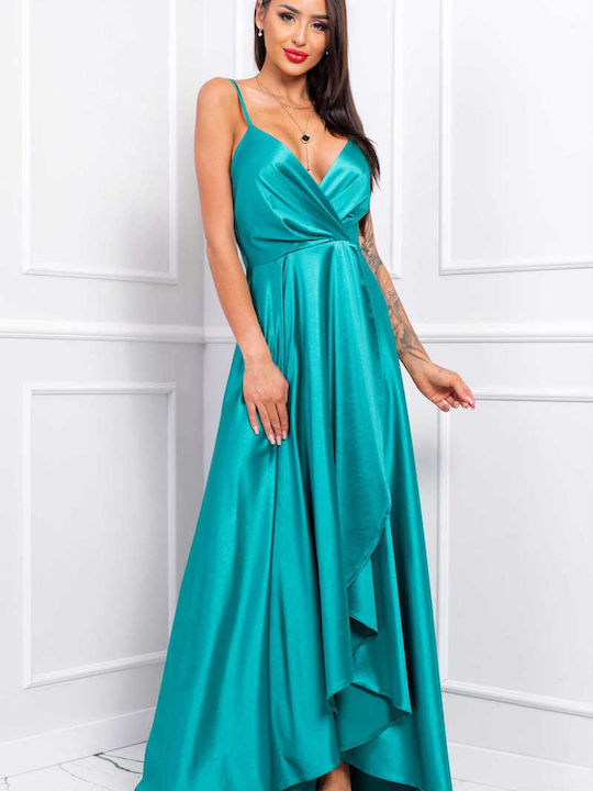 Brak Maxi Dress for Wedding / Baptism Satin Turquoise