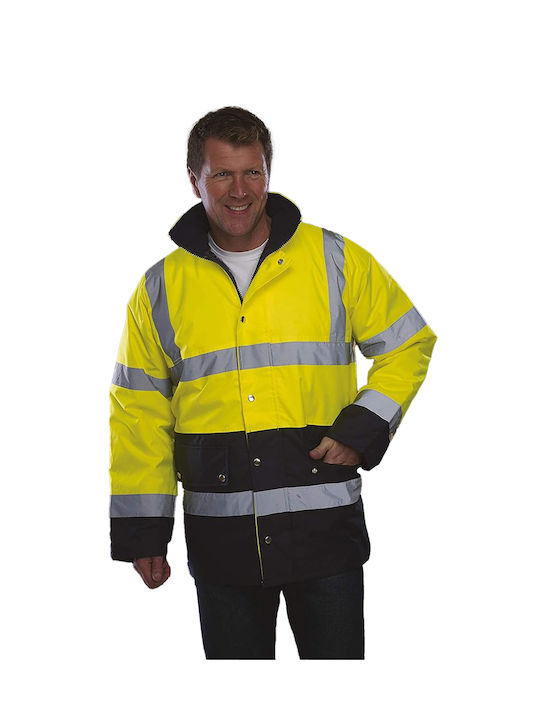 Waterproof jacket with reflective tapes Yoko HVP302/3M Fluo Yellow/Navy