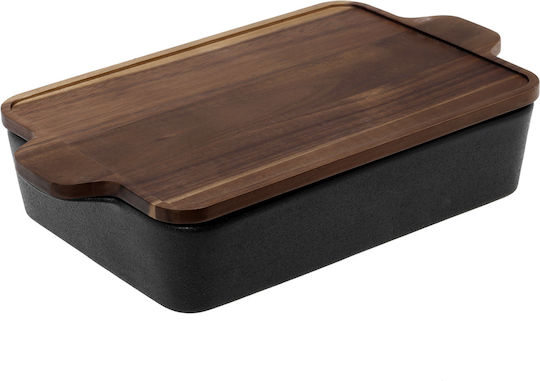 Cryspo Trio Porcelain Rectangular Heat-Resistant Cookware with Lid and Stand 35.5x21x6.5cm