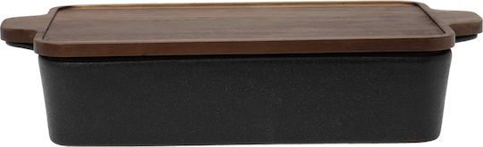 Cryspo Trio Porcelain Rectangular Heat-Resistant Cookware with Lid and Stand 35.5x21x6.5cm