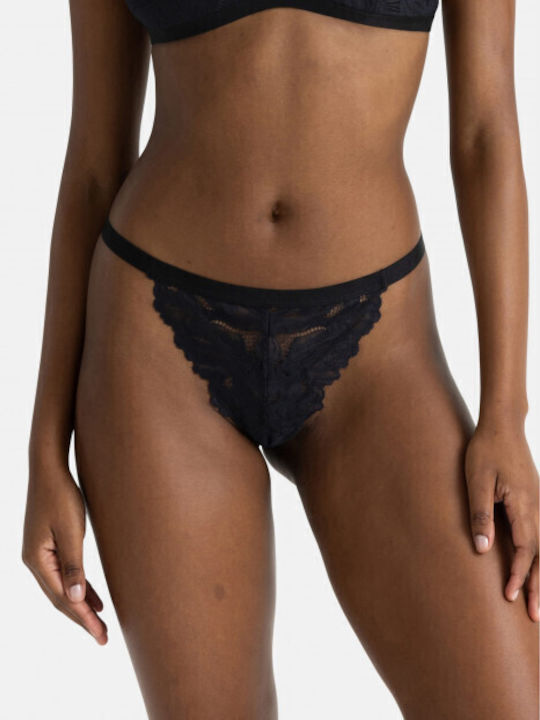 Γυναικεία String 2Pack με Δαντέλα Black/Lilac