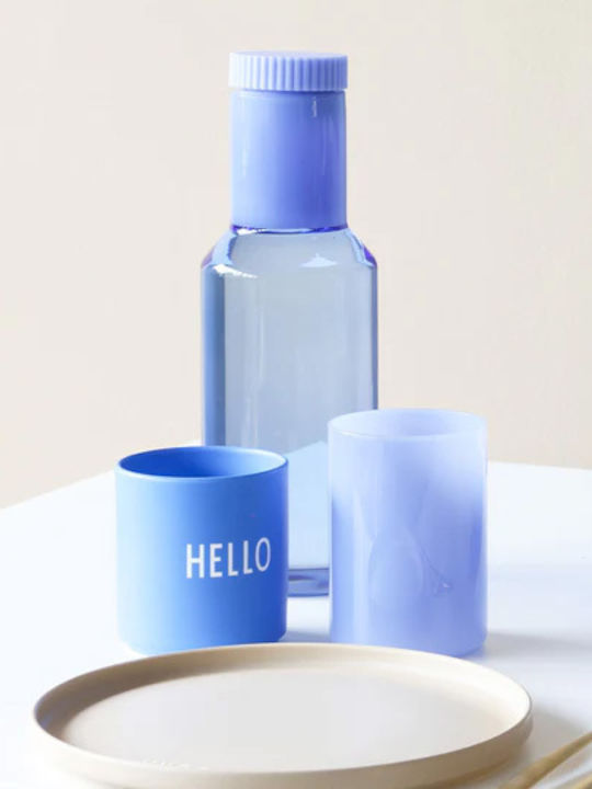 Design Letters Γυάλινη Καράφα Σερβιρίσματος 9εκ. με Πώμα Μπλε 1000ml