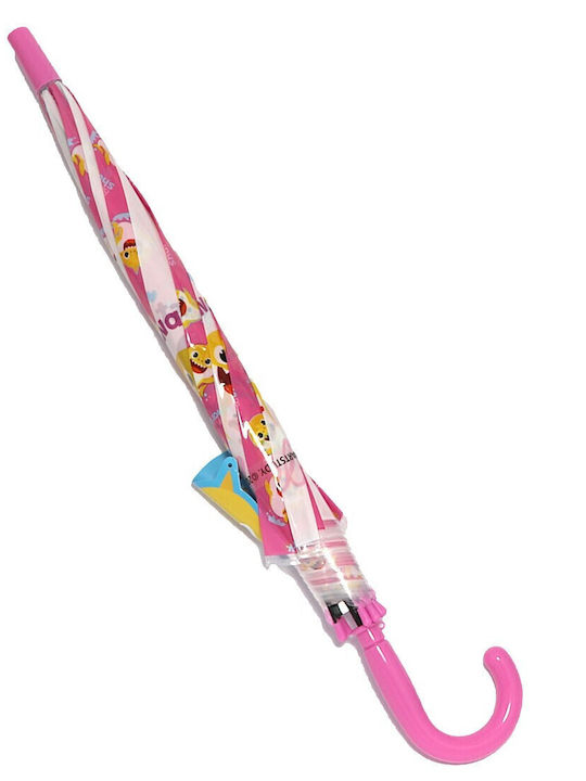 PinkFong Παιδική Ομπρέλα Μπαστούνι Ροζ