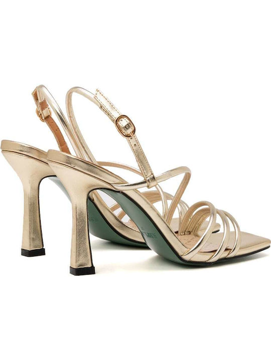 Replay Damen Sandalen mit hohem Absatz in Gold Farbe