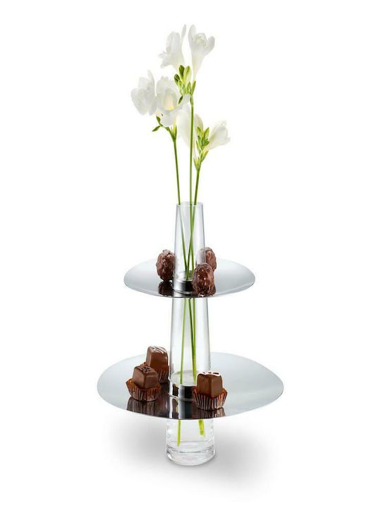 Philippi Metallic Dessert Tower Stand with 2 Tiers Silver Ø24.5cmxY28cm