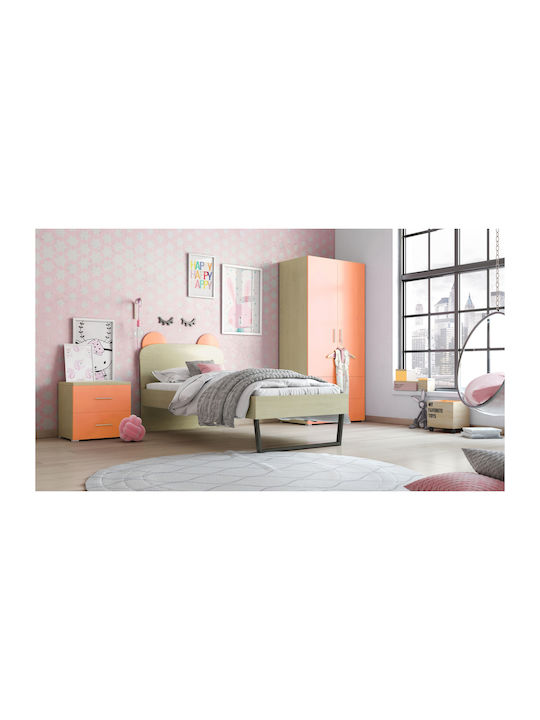 Σετ Παιδικού Δωματίου Krone Rot Eiche 3Stück mit Bett für Matratze 90x190cm