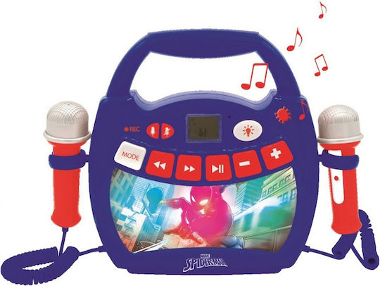 Spiderman Ηχείο Karaoke με Ασύρματα Μικρόφωνα και Εφέ Φωτισμού Πολύχρωμο