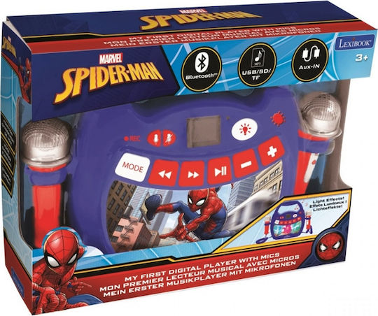 Spiderman Ηχείο Karaoke με Ασύρματα Μικρόφωνα και Εφέ Φωτισμού Πολύχρωμο