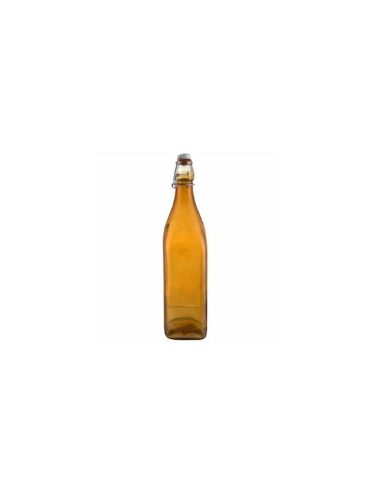 Uniglass Μπουκάλι Νερού Olio Martina Flasche Wasser Glas mit Clip Orange 1000ml