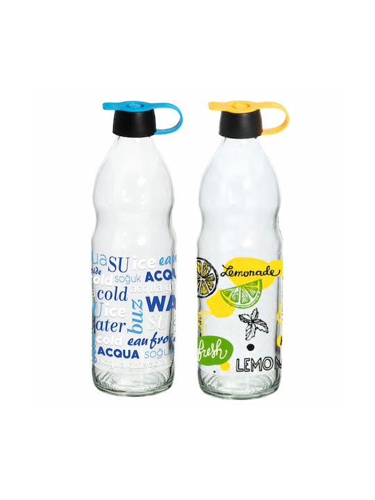 Viosarp Bottle Water Glass with Screw Cap Transparent 1000ml