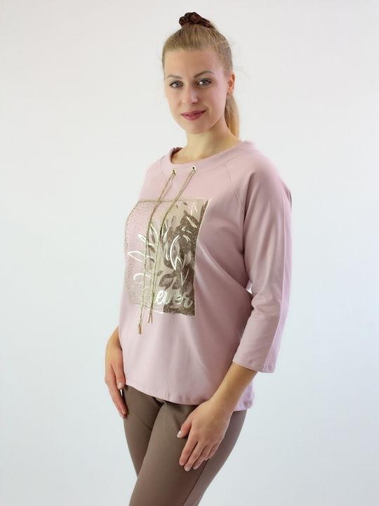 Brak Women's Blouse Cotton with 3/4 Sleeve Pink