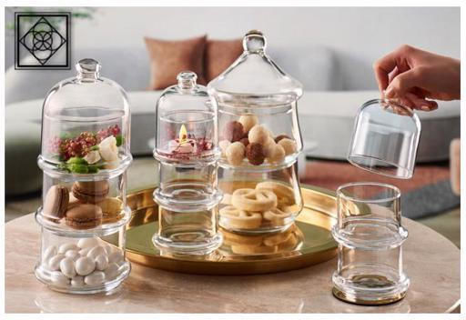 Espiel Patisserie Стъклен Ордьовър Двуместна Прозрачна Ø13xY26.1см Ш11.5xД11.5xВ26.1см 1бр