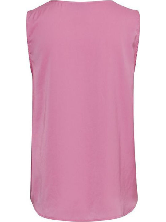 Damen Sommer Bluse Ärmellos Pink