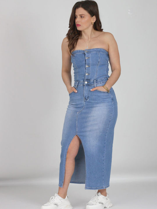 Epwnymo Midi Kleid Jeans Blau