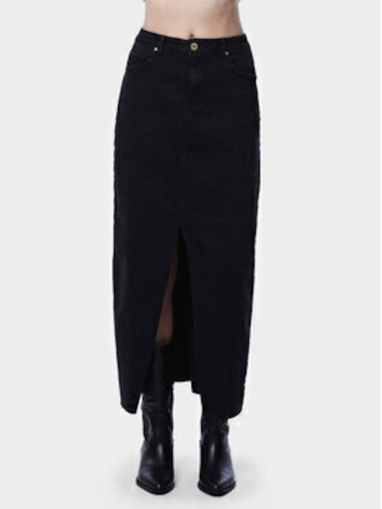 Denim Maxi Fustă Neagră