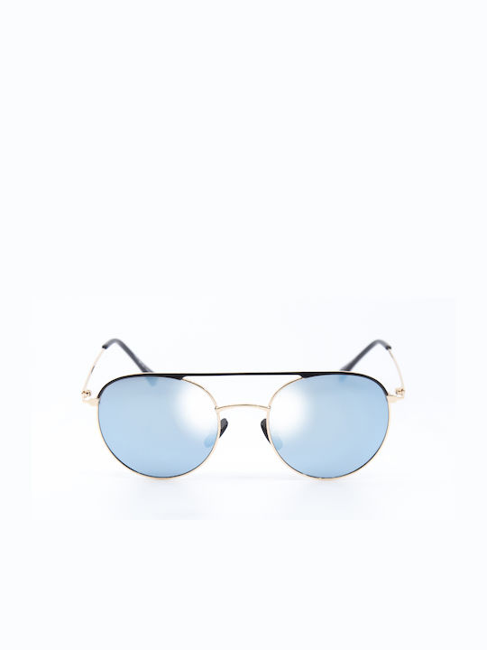 Monte Como Sunglasses with Gold Metal Frame and Blue Mirror Lens 1148 C1