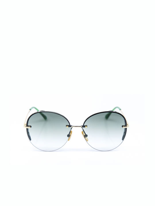 Monte Como Women's Sunglasses with Gold Metal Frame and Green Gradient Mirror Lens S31283 C37