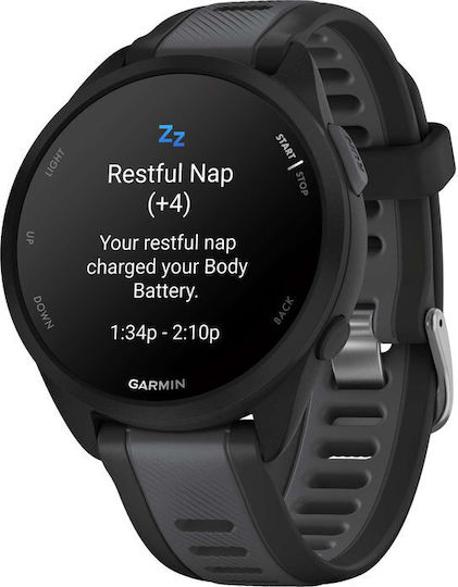 Garmin Forerunner 165 43mm Waterproof Smartwatch with Heart Rate Monitor (Black/Slate Gray)
