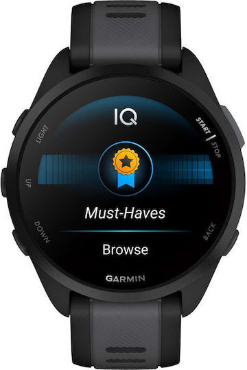Garmin Forerunner 165 43mm Waterproof Smartwatch with Heart Rate Monitor (Black/Slate Gray)