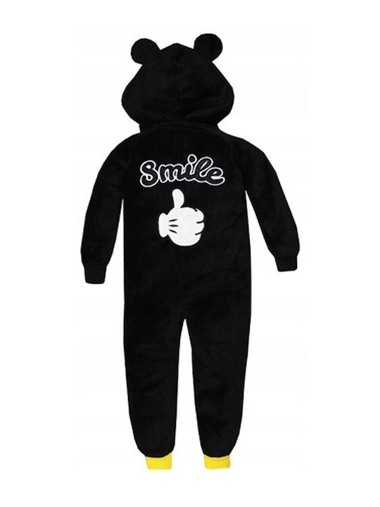 Disney Kids Onesie Pyjamas Winter Fleece BLACK Mickey Mouse