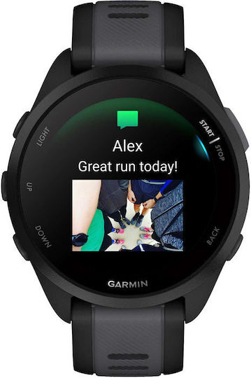 Garmin Forerunner 165 Music 43mm Waterproof Smartwatch with Heart Rate Monitor (Black/Slate Gray)