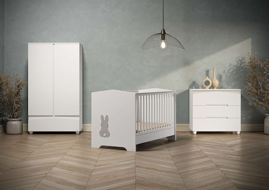 Rabbit Δίφυλλη Ντουλάπα Λευκή 101x54x180cm