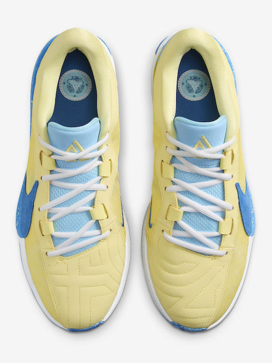 Giannis Freak 5 "Through My Eyes" Χαμηλά Μπασκετικά Παπούτσια Soft Yellow / Λευκό / Light Laser Orange / Light Photo Blue