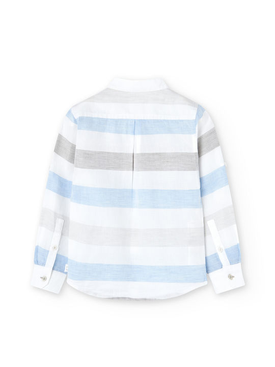 Boboli Kids Linen Shirt Light Blue