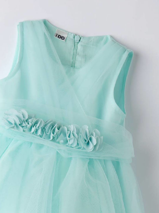 iDO Kids Dress Tulle Floral Sleeveless Mint