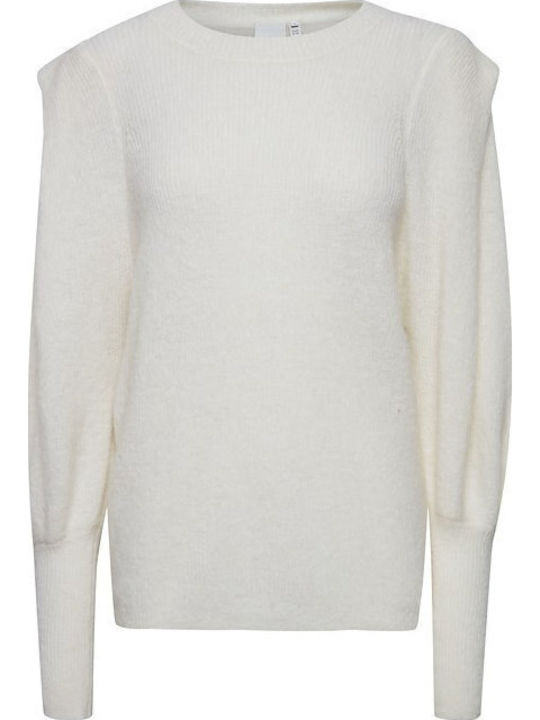 Damen Langarm Pullover Wolle Weiß