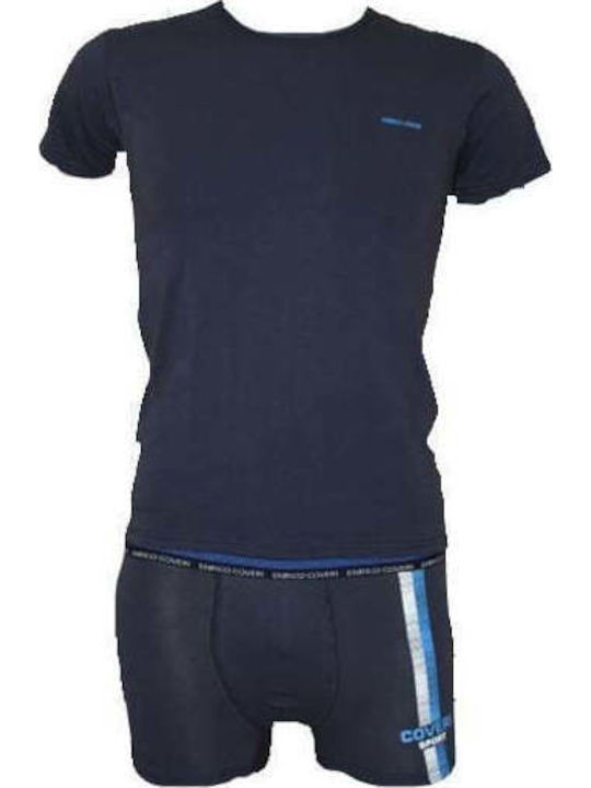 Enrico Coveri Kinder-Set Boxershorts mit Unterhemd Blue 2Stück