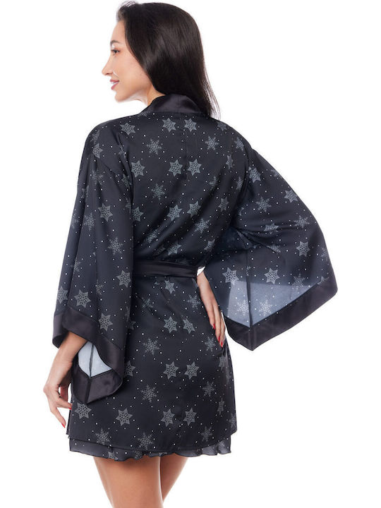Anais Apparel Χειμερινή Γυναικεία Ρόμπα Μαύρη