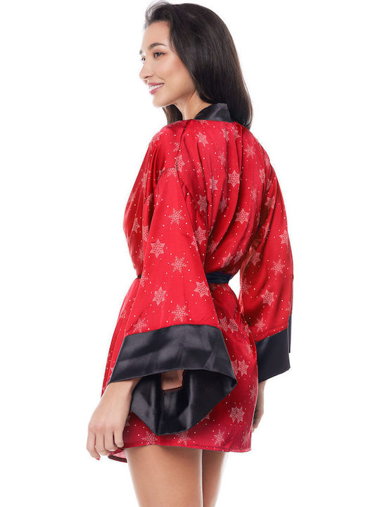 Anais Apparel Χειμερινή Γυναικεία Ρόμπα Κόκκινη