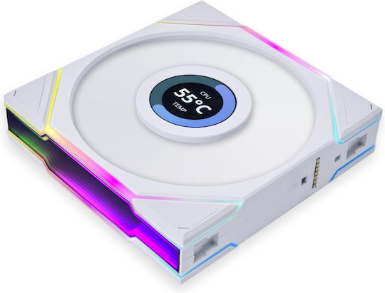 Lian Li UNI FAN TL LCD Case Fan 120mm with RGB Lighting and Connection 7-Pin 1pcs White