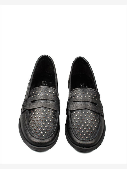 Leather Women's Loafers in Black Color