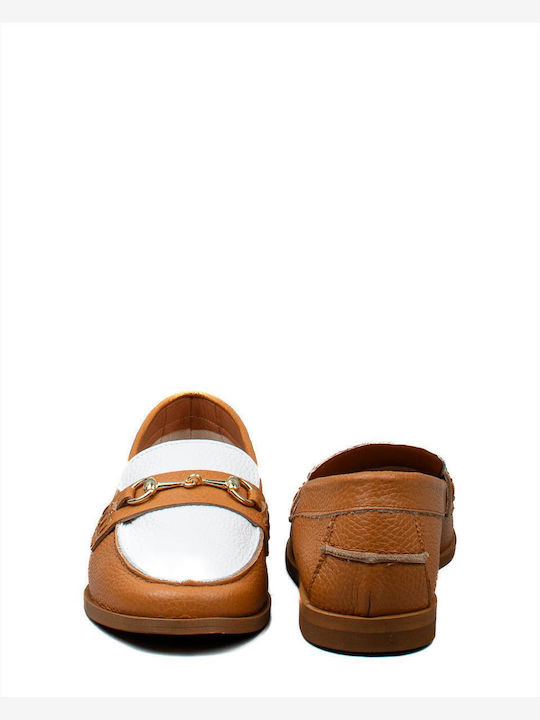 Leather Women's Loafers in Tabac Brown Color